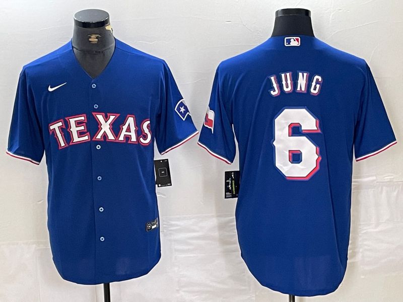 Men Texas Rangers 6 Jung Blue Game Nike 2024 MLB Jersey style 1